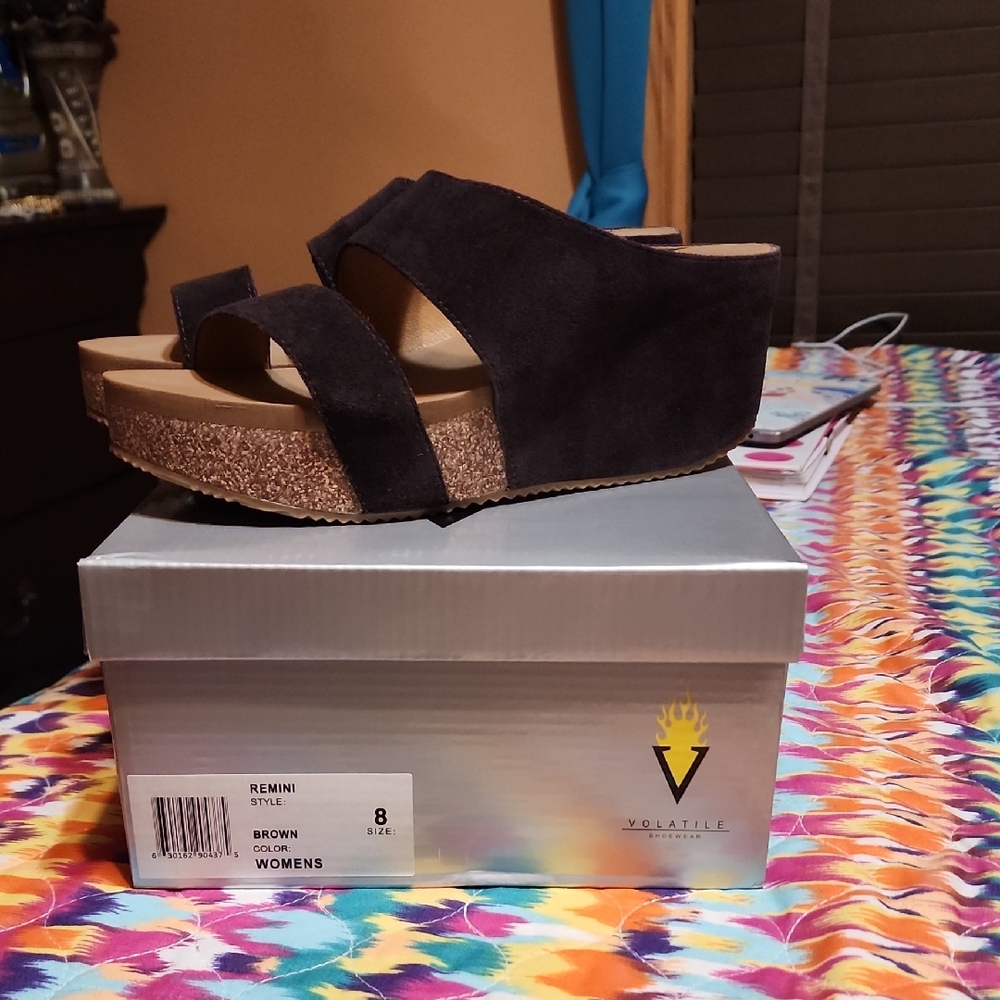 Volatile Brown Platform Shoes with Chunky Sole